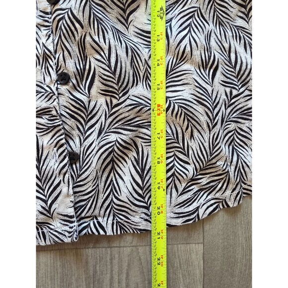 Tahari Womens Sleeveless Leaf Print Button-Up Linen Blouse L - Picture 5 of 5